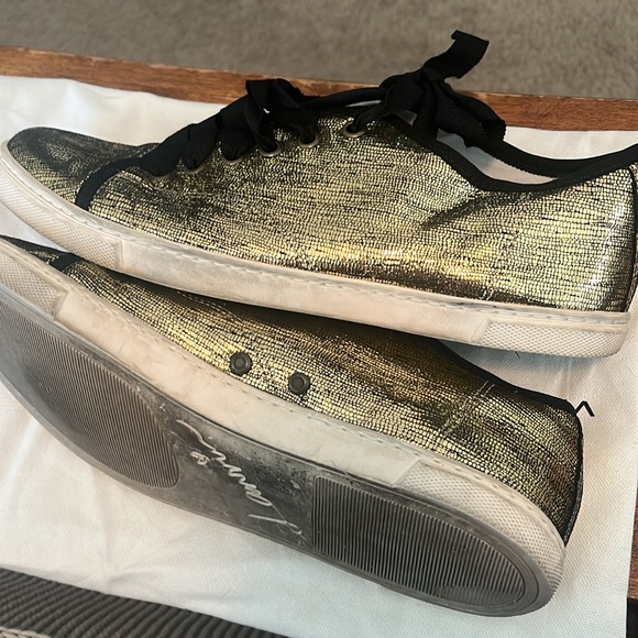 Lanvin Gold Sneakers with Silk Laces – Gently Used - Picture 8 of 10
